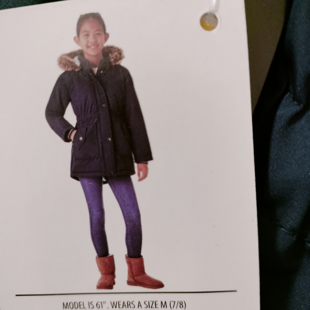 Girls Medium Members Mark Blue Winter Coat Hooded Parka Jacket Sz Medium 7/8 - Picture 5 of 8